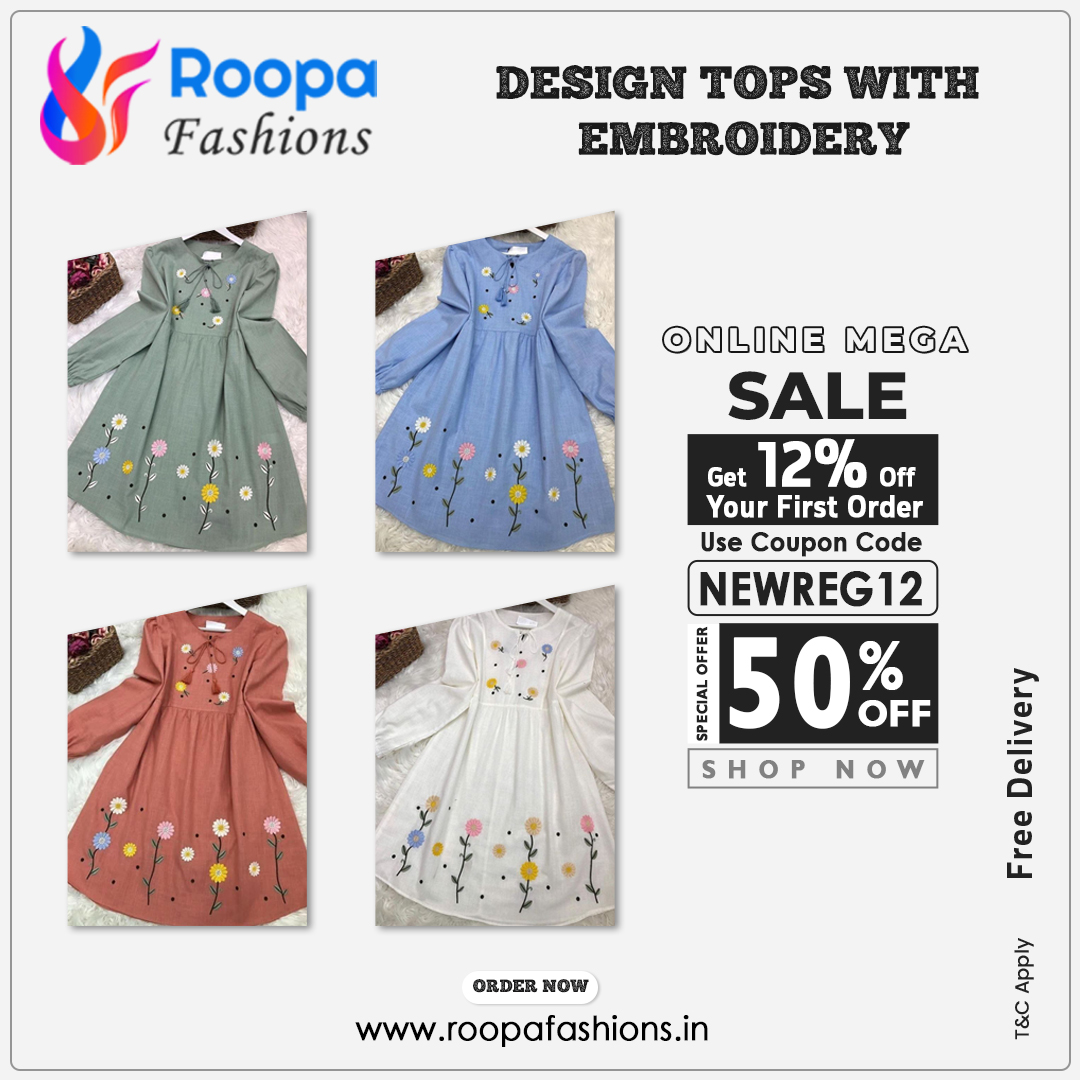 RoopaFashions's tweet photo. ROOPA FASHIONS Women Design tops with embroidery work
Use code NEWREG12 coupon and avail Extra 12% OFF
@ https://t.co/XCTwoj9u8p
Call / WhatsApp: +91 91822 10275
E-mail: help@roopafashions.in
Instagram: https://t.co/7OU9fD6klq
You tube: https://t.co/yP9TaKzHbK https://t.co/IyVJOWXNfd