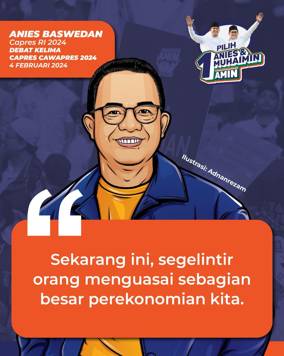 10% Orang Kaya menguasai perekonomian 90% Ekonomi Indonesia 

Ngeri
<a href="/cakimiNOW/">A Muhaimin Iskandar</a>
<a href="/aniesbaswedan/">Anies Rasyid Baswedan</a>