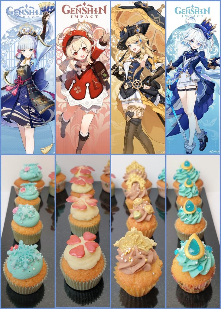 Daiyame's tweet image. The reason for yesterday's kitchen chaos was obviously #KitchenStuff. 😁
Did some Cupcakes for two friends birthday &amp;amp; made it about #Genshin. 😌👌🏻
#MeVsGame