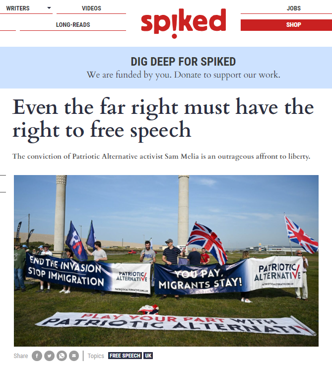 docrussjackson's tweet photo. #THREAD

GB "News" regular anti-Net Zero Andrew Tettenborn is a member of Toby Young's Free Speech Union, &amp; was UKIP's candidate in #GE2001 in Bath, gaining just 708 votes (1.5%).

Here he is in #Spiked, defending a white supremacist's 'right' to illegally stir-up racial hatred. https://t.co/Fw09ie0RQk