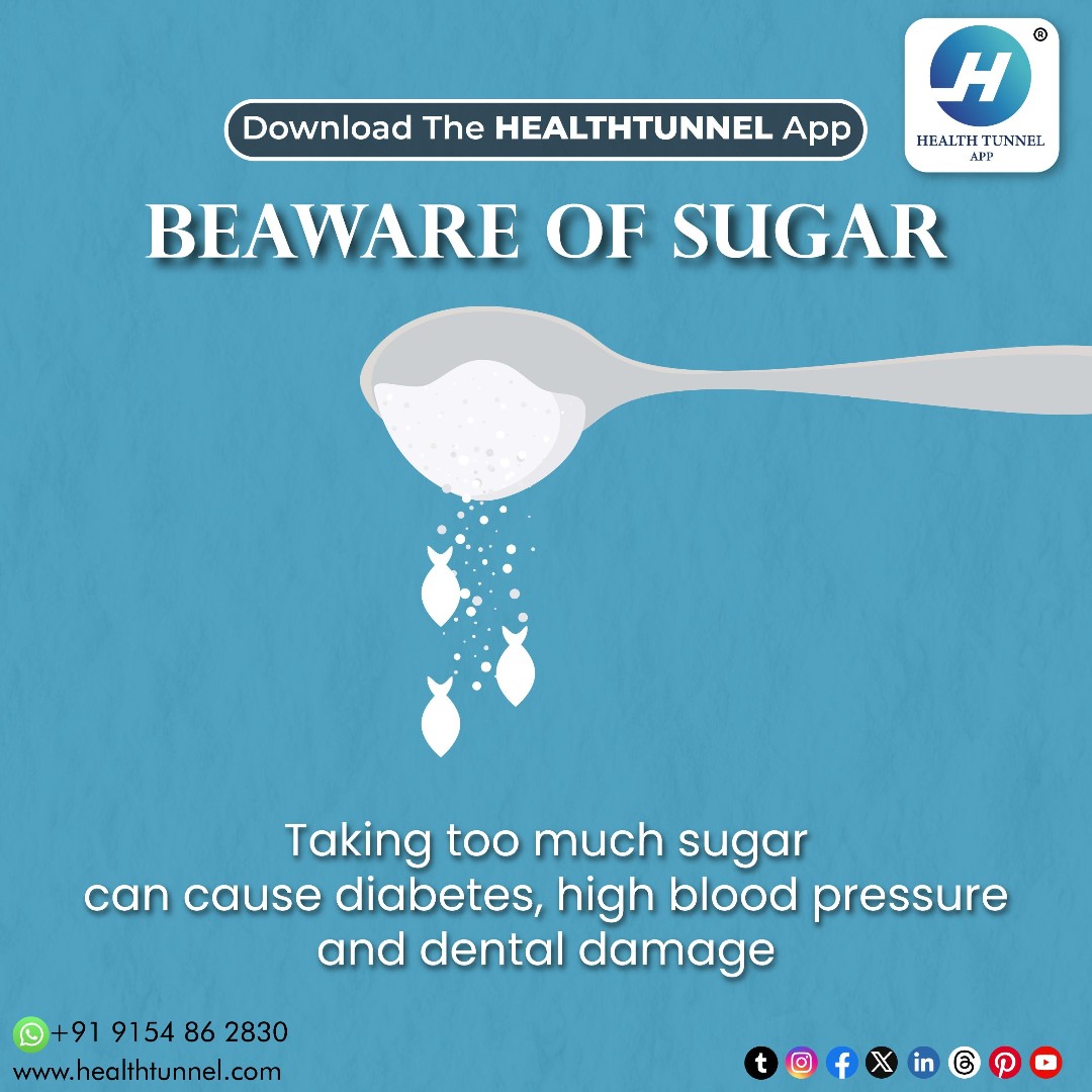 HealthTunnel's tweet photo. Discover the harsh realities of sugar consumption! Overindulging in sugar can be detrimental to your health, potentially leading to conditions such as diabetes, elevated blood pressure, and tooth decay.

⬇️ DOWNLOAD THE APP NOW
https://t.co/oSdcK7e7YI

#sugaralert #sugarawareness https://t.co/2oXVioF6kl