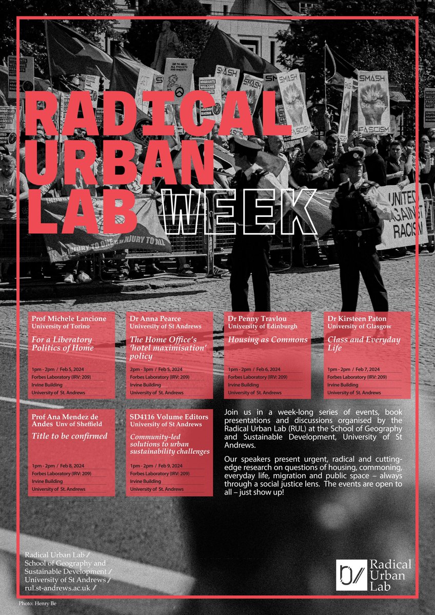 michelelancione's tweet photo. I look forward to joining the Radical Urban Lab
@univofstandrews today as part of their week of events.
I'll present an excerpt of my @DukePress book For a #Liberatory #Politics of #Home
Thanks to my comrade @da_slow for organising!
https://t.co/25XVDD4TII https://t.co/VWi0l8n9Nf