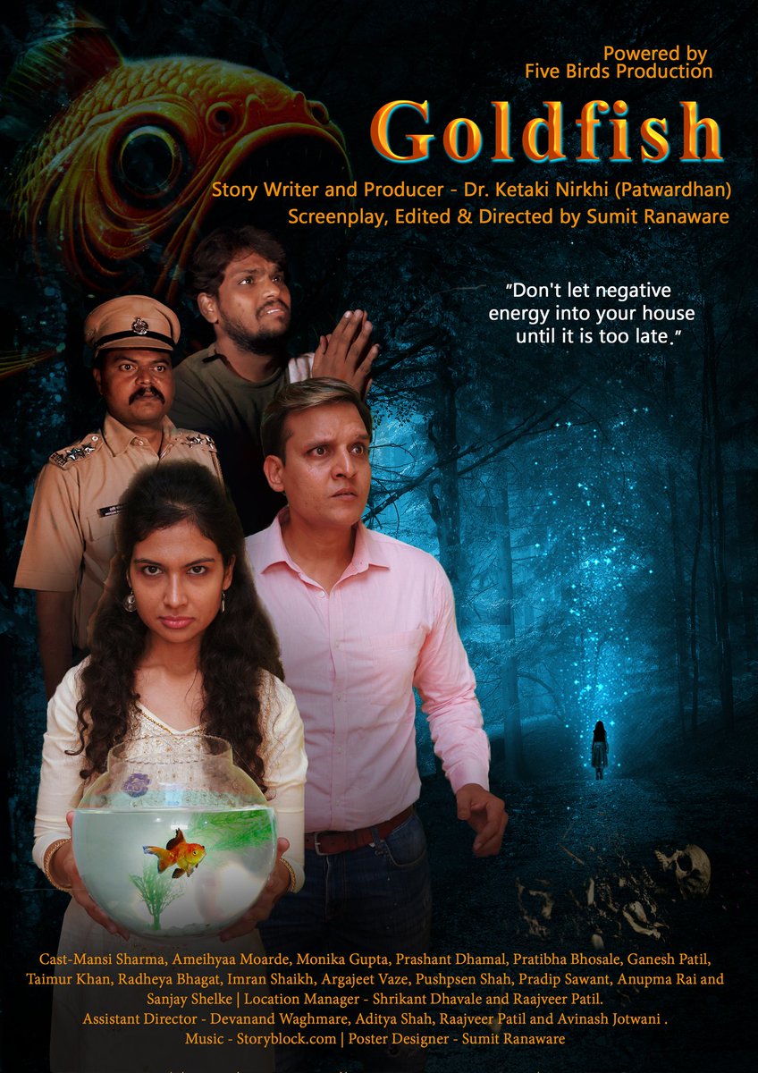 FiveBirdsTeam's tweet photo. "Goldfish" my new short film. Releasing Soon. 
#SumitFilmaker #FiveBirdsTeam #FiveBirdsProduction #horrormovies #horrormovie #horroraddict #horrorjunkie  #horrorfans  #horrorcommunity #horrorfans #horrorgram #horrorobsessed #horrorartwork https://t.co/1u8xktTA5I