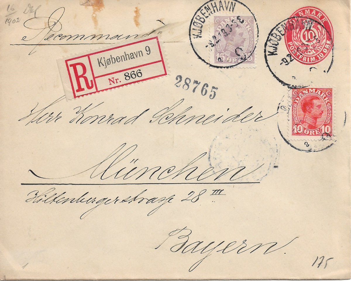 merkkeilija's tweet photo. Postimerkkeilijä Bloggaa -blogissa kerrotaan mm. Tanskan postimaksuista. Nyt esittelyssä kirjattu kirje vuodelta 1918 Kööpenhaminasta Müncheniin Saksaan. #postimaksut #tanska #kirjattuposti #postihistoria #postagefees #denmark #registeredmail #postalhistory https://t.co/1thvUNHCUK