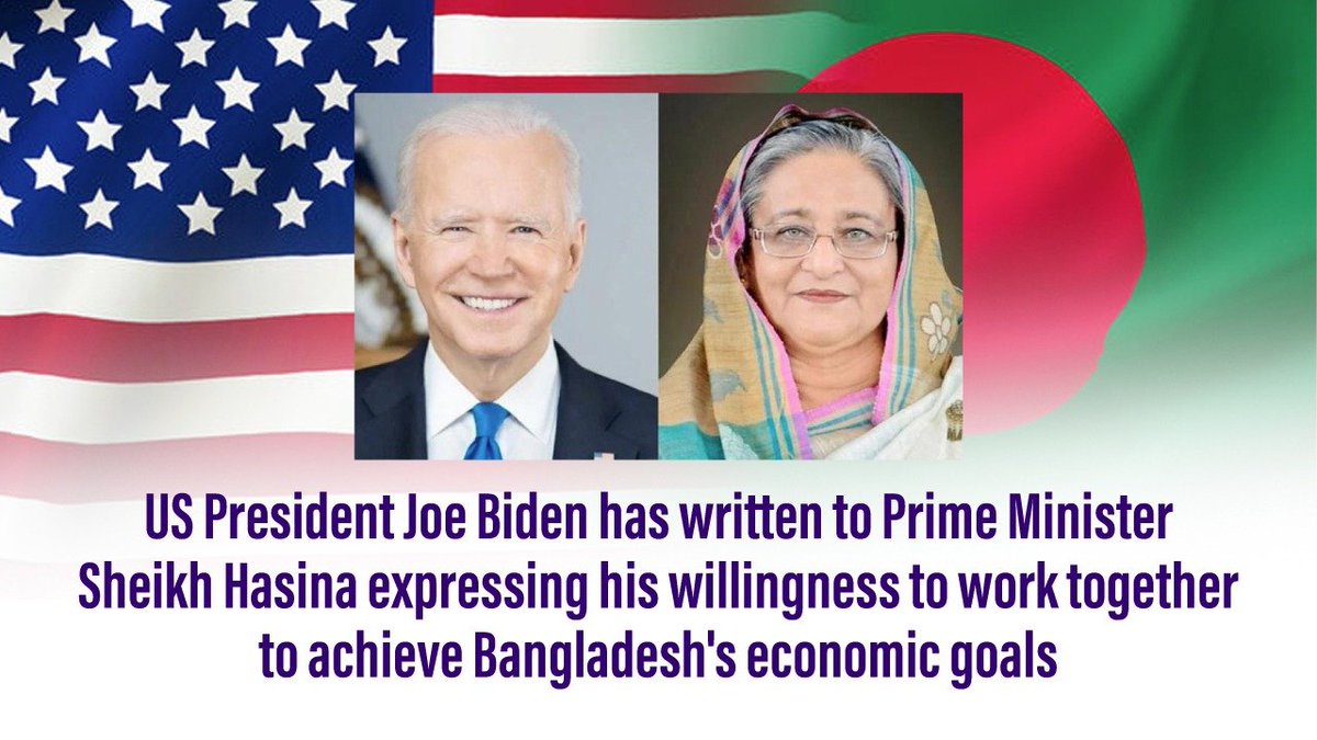 albd1971's tweet photo. US President @JoeBiden has written to Prime Minister #SheikhHasina expressing his willingness to work together to achieve #Bangladesh's economic goals.
He also expressed willingness to partner with Bangladesh on their shared vision for a free and open #IndoPacific.
👉https://t.co/gGL8FG5mLw
#BangladeshUSARelations 
@POTUS @BDMOFA @StateDept @usembassydhaka @USAmbBangladesh