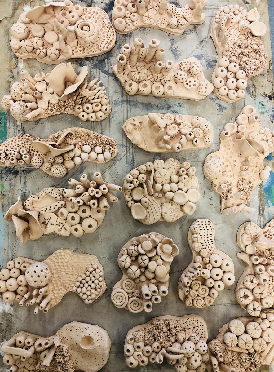 sinead_guthrie's tweet photo. Beautiful coral inspired clay sculptures by S2’s!! Looking at the inspirational work of @CourtneyCoral - learning about climate crisis and our impact on coral reefs! @LasswadeHSC #ClimateAction #Sustainability https://t.co/hTbuGWYr5E