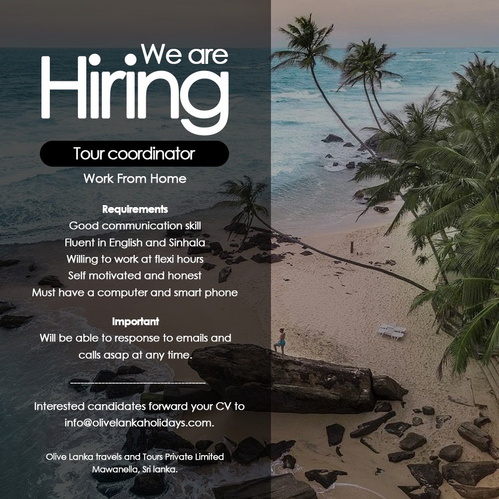 olivelankatours's tweet photo. We are hiring #job #tourcoordinator https://t.co/ZU0VGFGiA6