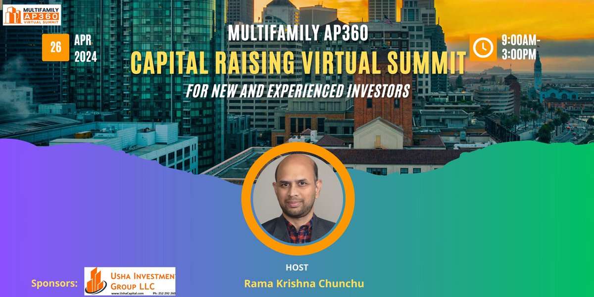 AP360Event's tweet image. 🚀 Elevate Your Capital Game! Join Me at the Capital Raising Virtual Event on April 26th! 🚀

🚀 Register Here: multifamilyap360.mykajabi.com/offers/8BUi5nUm

#CapitalRaising #InvestingTips #VirtualEvent #InvestmentStrategies