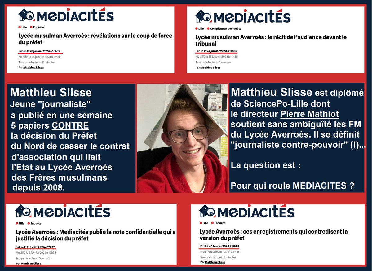 🧶A l'approche de la décision du Tribunal administratif à Lille, les soutiens des Frères musulmans du lycée Averroès multiplient les coups de pression. Certains 'journaux', comme @MediacitesLille, relayent leur propagande. Le juge de référé va-t-il cédé encore une fois ?