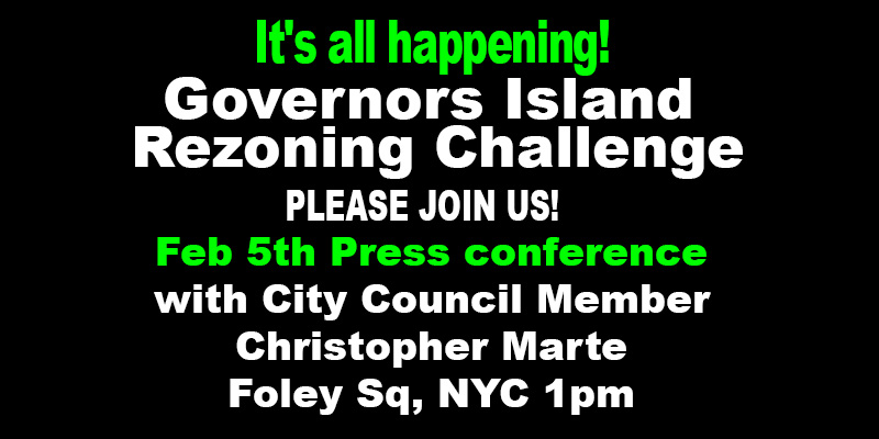 gi_coalition's tweet photo. Governors Island Rezoning  – Feb 5th Press conference with City Council Member Christopher Marte, Foley Sq 1pm. 
In Court Feb 8 27 Madison Ave, NYC
More:
https://t.co/glXfKyofmw
#GovernorsIsland #TreesNotTowers #Pagganck https://t.co/NIcJBhiKsE