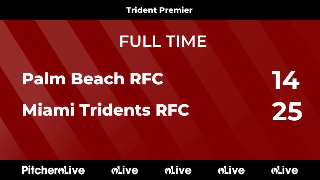 MiamiTridents's tweet photo. FULL TIME: Palm Beach RFC 14 - 25 Miami Tridents RFC
#PALMIA #Pitchero
https://t.co/WTyysbprle https://t.co/o8GUeiahzZ