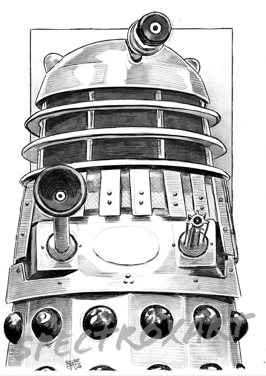 'You are the Doctor! You are the enemy of the Daleks!' Dalek (Doctor Who). 

#doctorwho #ClassicDoctorWho #dalek #daleks #classicdalek #penandink #artcommission 

A4 Ink & Pencil.

ebay.co.uk/usr/spectroxart
spectroxart.etsy.com