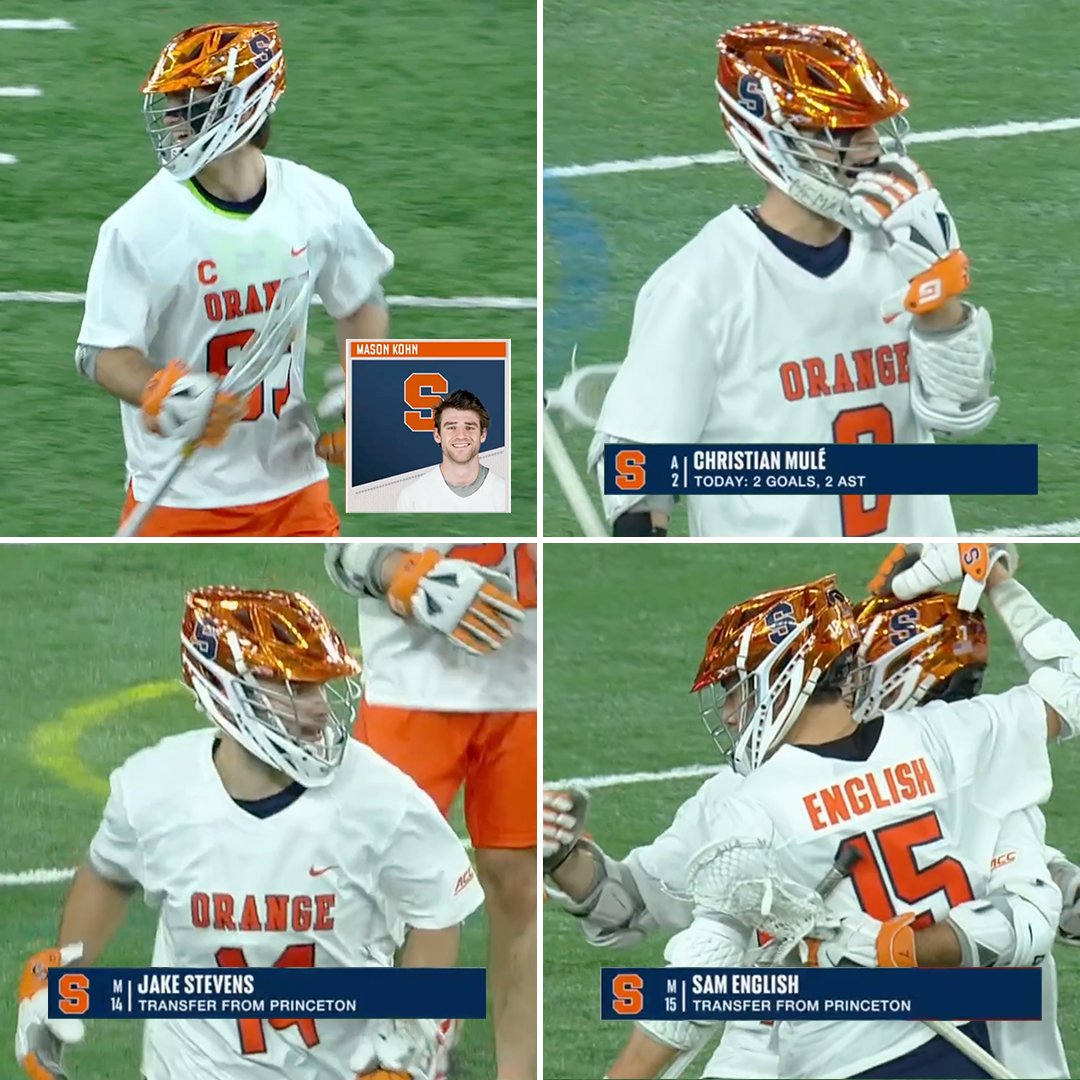 Inside Lacrosse (@inside_lacrosse) on Twitter photo How good were <a href="/CuseMLAX/">Syracuse Men’s Lacrosse</a>'s transfers in their opening win yesterday?!
🍊 Mason Kohn (Tufts) - 16/24 FOs, 9GB
🍊 Christian Mulé (Lehigh) - 3G, 2A
🍊 Jake Stevens (Princeton) - 2G, 1A
🍊 Sam English (Princeton) - 2G How good were <a href="/CuseMLAX/">Syracuse Men’s Lacrosse</a>'s transfers in their opening win yesterday?!
🍊 Mason Kohn (Tufts) - 16/24 FOs, 9GB
🍊 Christian Mulé (Lehigh) - 3G, 2A
🍊 Jake Stevens (Princeton) - 2G, 1A
🍊 Sam English (Princeton) - 2G