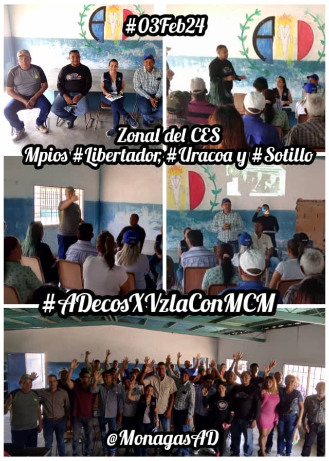 Mvto1roDeMayo's tweet photo. #03Feb24 Nuestra Sec Gral @sandraalfaro sigue la gira, ahora con el zonal del sur, Mpios #Libertador, #Sotillo y #Uracoa, trabajando para reagrupar nuestros equipos.
Vamos con @MariaCorinaYA y #ConVzla
Junto al SubSec de Org, Luis A. Diaz y otros miembros del CES.
@ADemocratica https://t.co/n4IFUE9A5i