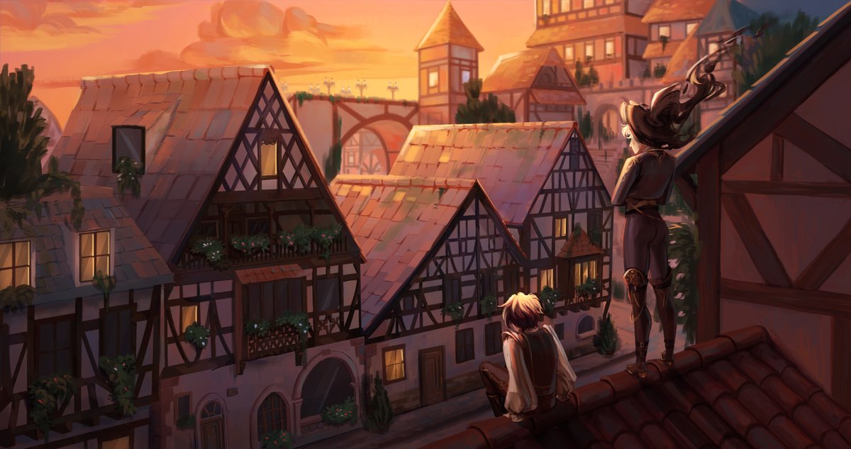Minho and Chan, in the outer part of city where they're from (or more like the middle)

From my witch AU!  

#MinChan #찬밍 #Leeknow #BangChan  #Straykidsfanart #StrayKids