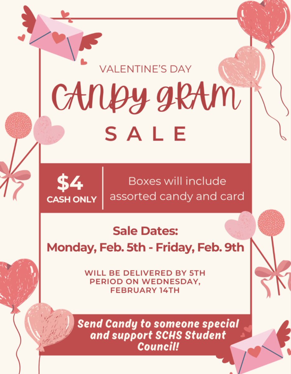 SharksSection's tweet image. Tomorrow will kickoff our VALENTINE’S DAY CANDY GRAM SALE during ALL LUNCHES! 💌🍫 Send Candy to a friend, someone special 😍☺️, or yourself on Valentine’s Day 💕for only $4 (CASH ONLY)!! GET YOURS WHILE SUPPLIES LAST. Candy Grams will include an assortment of candy and card!