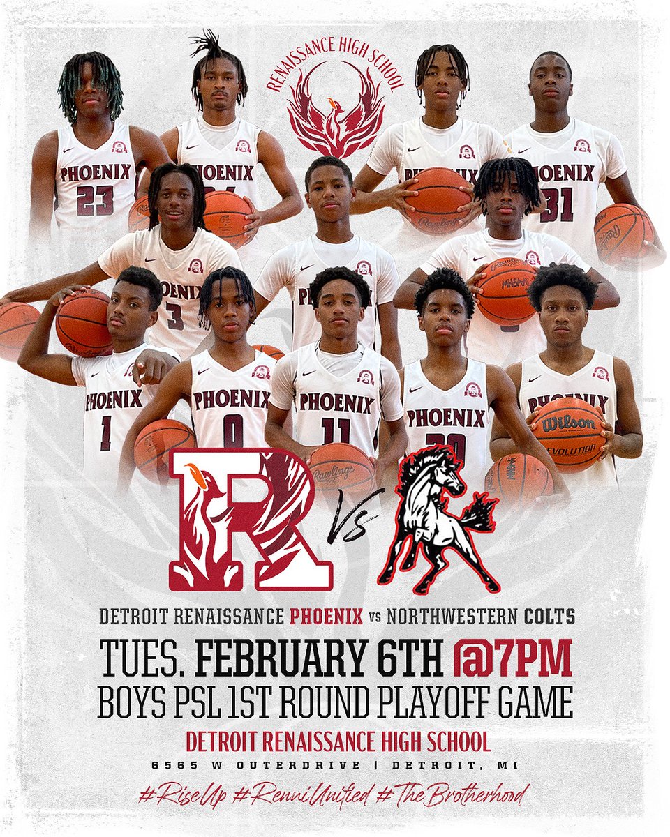 PSL Playoffs are here!! Come out and Support the Detroit Renaissance High School Boys Basketball Team!! #RiseUp #RenniUnified