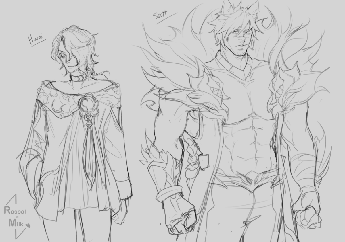 Rascal0rMilk's tweet photo. วาดส่งท้ายก่อนไปทำอย่างอื่นต่อ 

#Sett #Hwei  #LeagueOfLegends https://t.co/ZDrTVw9nCD