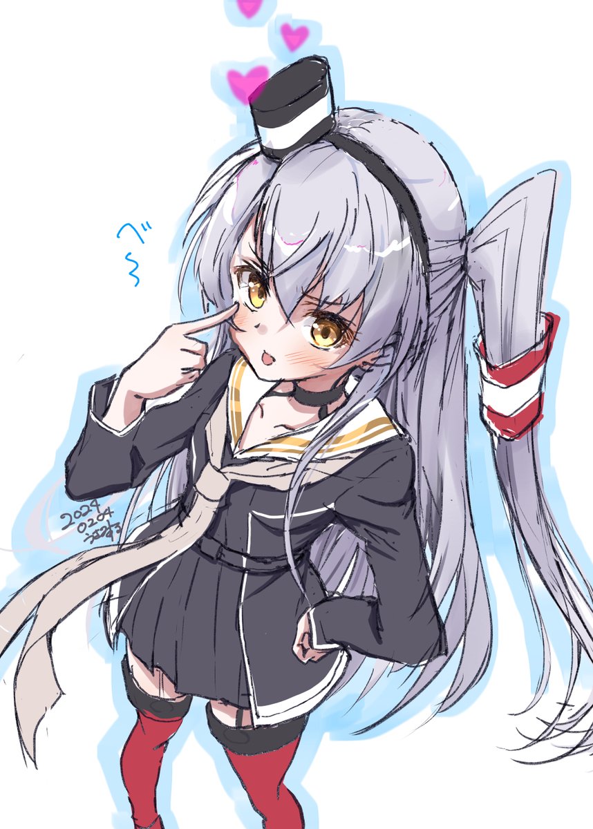 amatsukaze (kancolle) 1girl solo grey hair long hair two side up hair tubes dress  illustration images