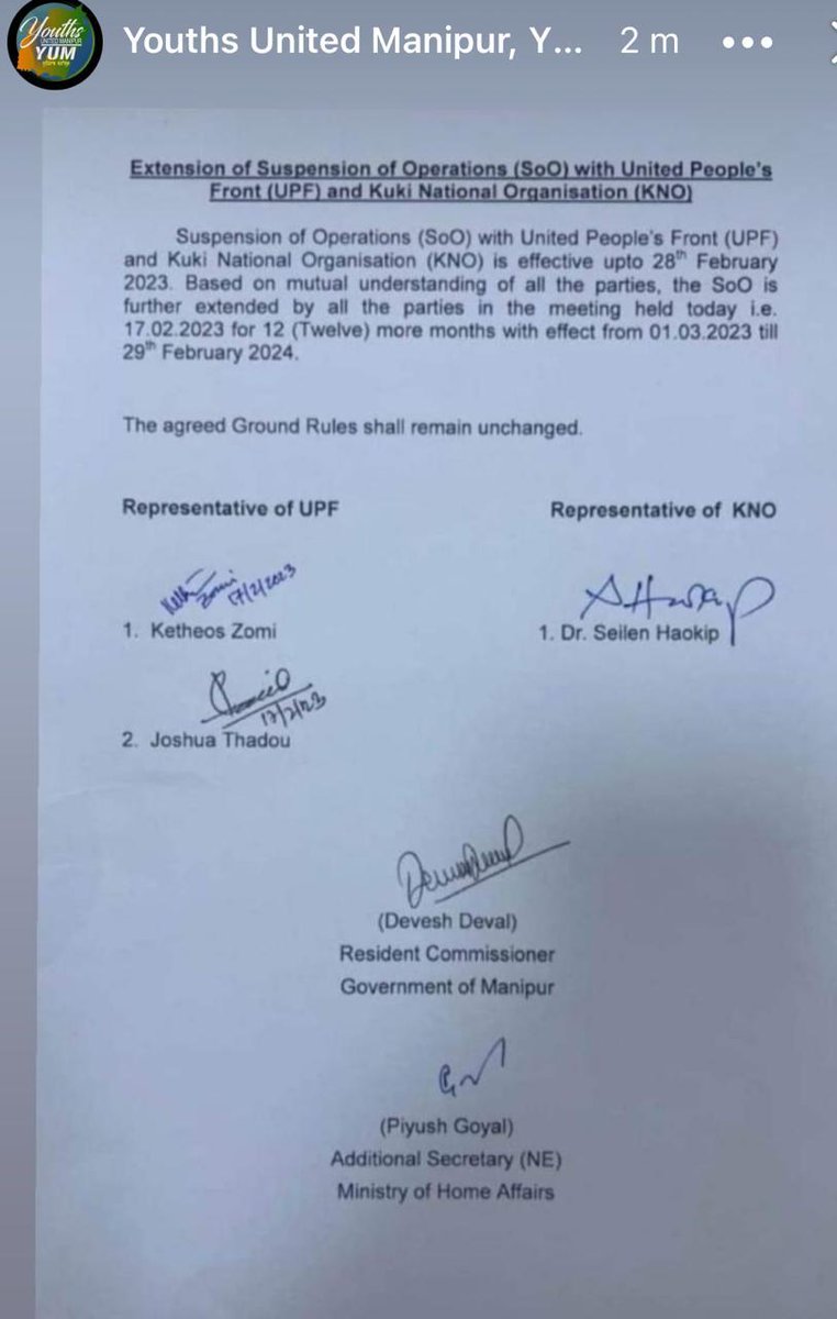 geet_takhelcha's tweet photo. #Manipur
#AbrogateSoO 

The Suspension of Operation/SoO agreement ends on 29th February 2024. Inspite of its terms being blatantly violated many times over by the militants, it is being kept alive. If GOI and GOM extends the agreement again this time, then it will be crystal clear these militants are being groomed and allowed to grow at the costs of indigenous people and their land for some sinister design of the State. The very location of these camps surrounding Imphal speaks volumes.

Geo-politics may be important but can never be superior to protection of lives and properties of own citizens. State failing to protect its citizens is sign of being a failed State. 

We must never allow or accept any further extension of this SoO agreement. This needs to be abrogated in total.