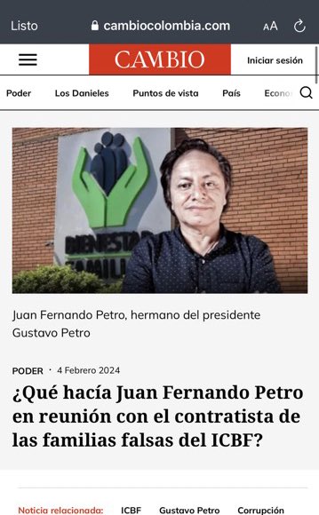 🇨🇴ATENCIÓN. Nuevo Escándalo <a href="/estoescambio/">Cambio</a> revela que Juan Fernando Petro hermano de <a href="/petrogustavo/">Gustavo Petro</a> se reunió clandestinamente con contratista del cartel de las familias falsas que  se robaron en Nariño la plata del ICBF para los niños, habrían negociado un nuevo millonario