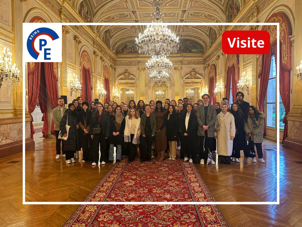 PEReims's tweet image. Le Parlement des étudiants de Reims était présent le jeudi 1er février 2024 pour la visite institutionnelle de l'Assemblée nationale en compagnie de la députée @lise_magnier.