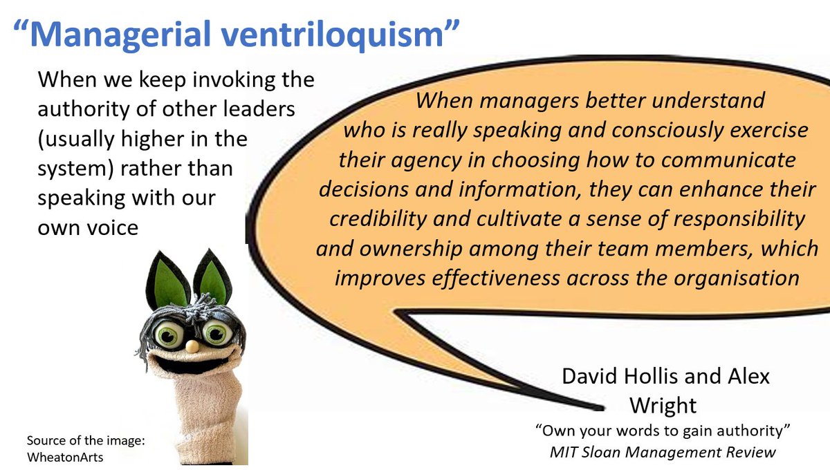 'Managerial ventriloquism' is a common practice in the health & case sector. It's where leaders mention others (often those in higher authority) when they ask people to do things. Eg, 'the Regional Office needs this by the close of play' or 'the Director says we have to do this'.…