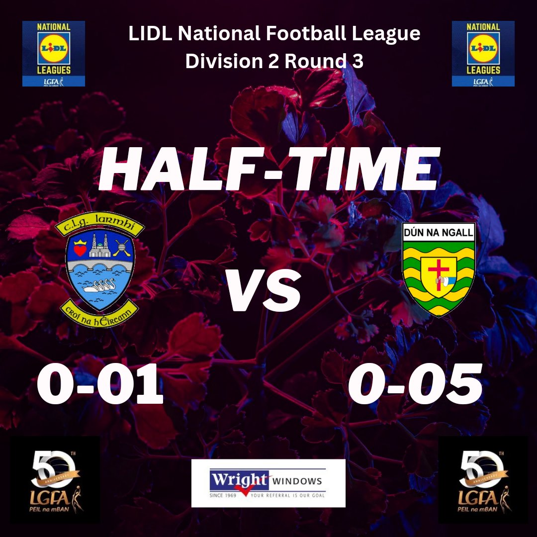 LATEST* Half-Time 🏆 @lidl_ireland NFL Div 2️⃣ Rd 3️⃣ @DonegalLGFA 0-05 @WestmeathLadies 0-01 @UlsterLadies @LeinsterLGFA 📺 page.inplayer.com/streamsportire… #SeriousSupport