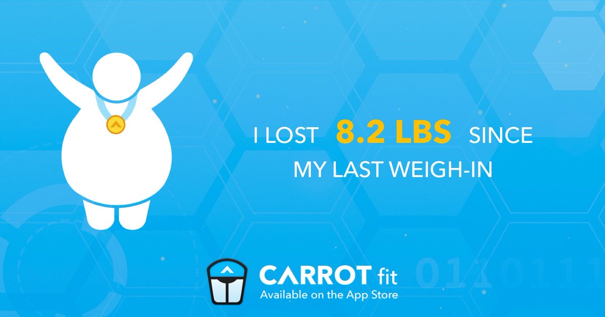 I shed 8.2 lbs with CARROT Fit. I could be a part-time model! itunes.apple.com/app/id76915567…