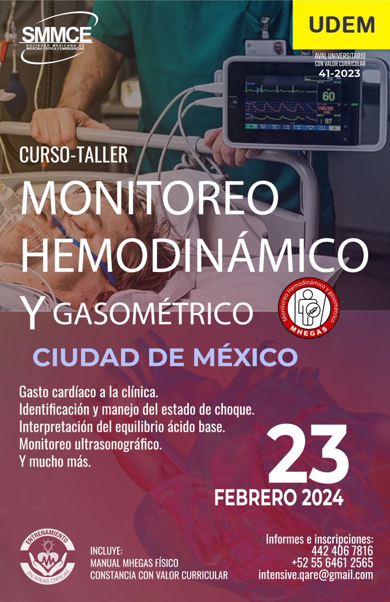 vm_aventho's tweet photo. ‼️El Curso-Taller #MEGHAS (Monitoreo Hemodinámico y Gasométrico) en #CDMX 😉 👍‼️
Mayores informes vía inbox o WhatsApp al https://t.co/nC7JVEHbAb
⛔ CUPO LIMITADO ⛔
‼️Te estamos esperando ‼️
⭐⭐⭐⭐⭐¡Tú eres el protagonista! ⭐⭐⭐⭐⭐
#medico #enfermeria #paramedicos #Salud https://t.co/RvvxJ7Ytfh