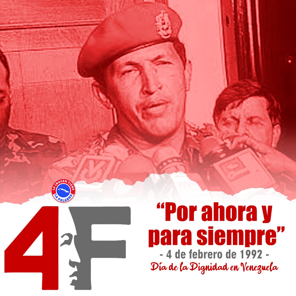 El 4 de febrero de 1992 en #Venezuela, fué el día en que un grupo de jóvenes se levantaron contra el neoliberalismo, fué aquel día del 'por ahora' y para siempre!!. 
Día de la Dignidad Nacional
¡Viva Chávez!
¡Vivan los héroes del 4F! 
#ChávezVive 🇻🇪
#DeZurdaTeam