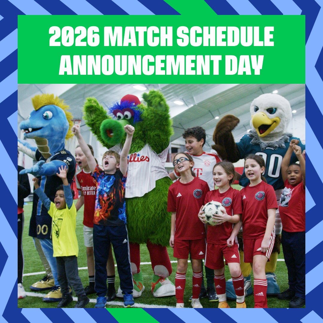 MATCH SCHEDULE ANNOUNCEMENT DAY MOOD 🎉🗓 Check out the broadcast at 3PM ET on @foxtv & @telemundo to find out which @FIFAWorldCup matches we'll be hosting. Come on back to our pages tonight for the full schedule. #WeAre26 #WeArePhiladelphia