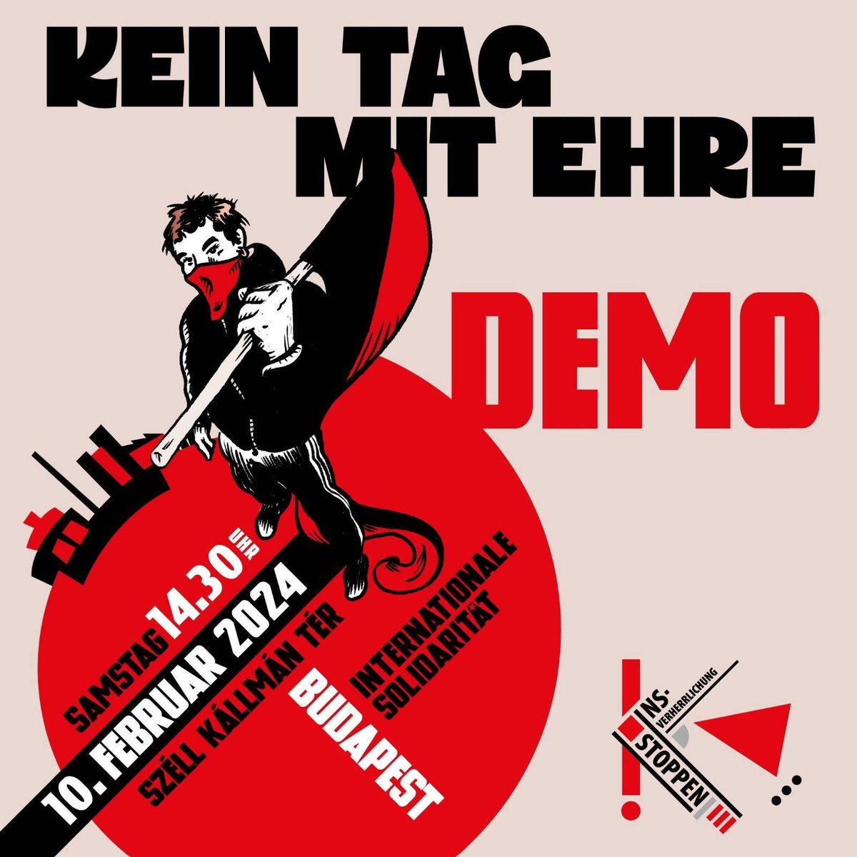 Am Samstag, den 10.02.24 werden Faschist:innen aus ganz Europa wieder in #Budapest zum sogenannten #TagderEhre aufmarschieren. 
Dem stellt sich die Kampagne "NS-Verherrlichung stoppen", die auch Unterstützer von #NoExtradition sind, entgegen. Info unter: afaeurope.noblogs.org