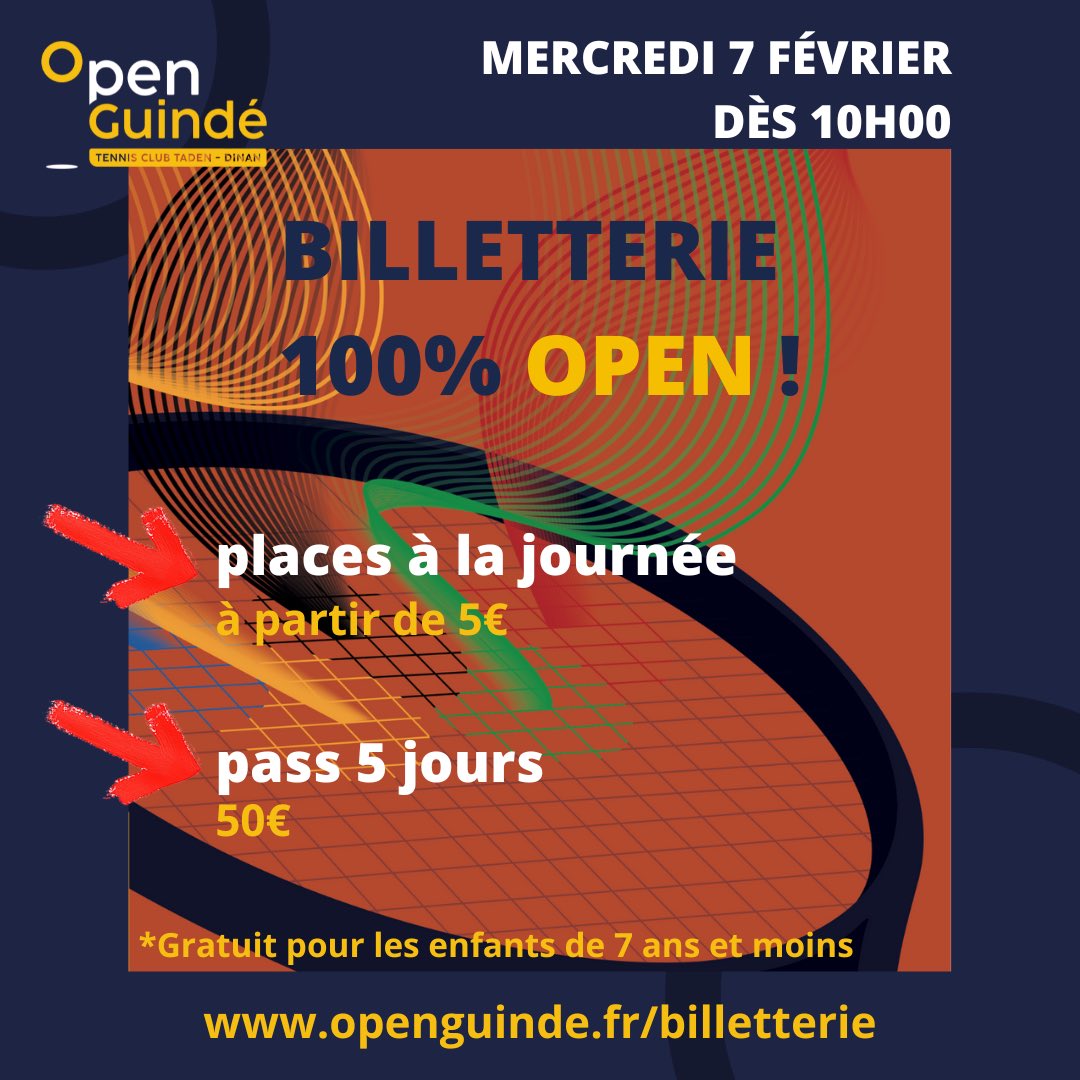 𝗕𝗜𝗟𝗟𝗘𝗧𝗧𝗘𝗥𝗜𝗘 💯% 𝗢𝗣𝗘𝗡 ! 🎫 Rendez-vous dès ce mercredi 7 février à 10h sur 👉 openguinde.fr