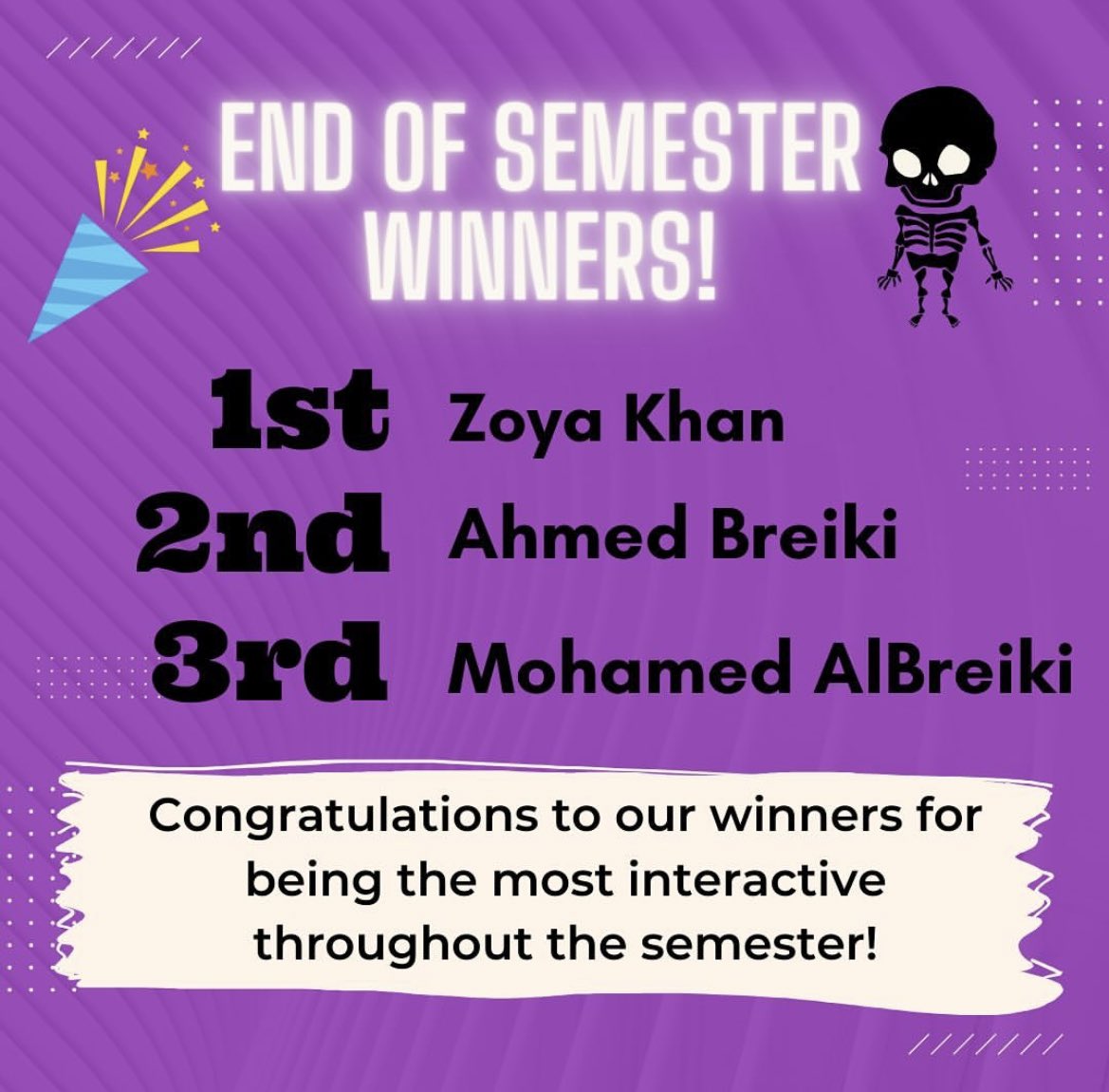 MBRURadioClub's tweet photo. Huge Congratulations to our Rad winners for the 1st semester of the 2023-2024 academic year ! 🎉
Thank you for consistently participating  ☢️🤍 https://t.co/O5qtnyuNZX