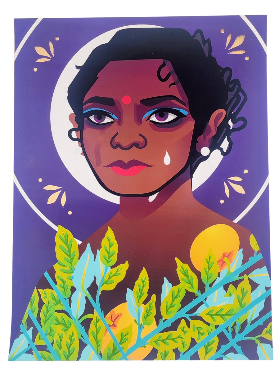 Rita Gold Hand Cut HPM Giclee Print by Kevin Stanton> sprayedpaint.com/products/rita-… 

#art #graffiti #streetart #Asian #Asian American #Black #Brown &amp; Tan #Collage #Die Cut Art #Face &amp; Head #Fine Art Paper #Flowers &amp; Plants #Giclee Fine Art Print #Glitter #Gold #Green #HandCut Fine ...