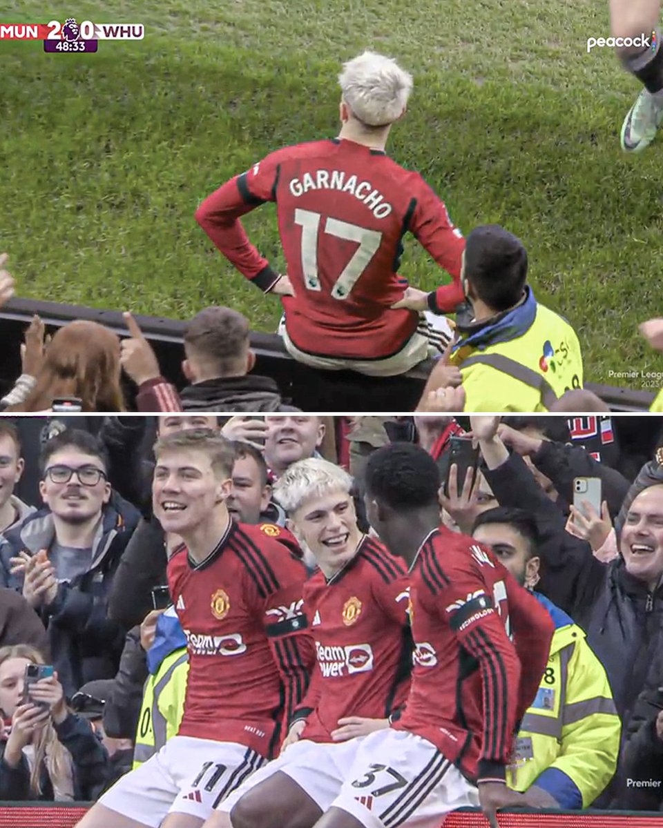ESPNFC's tweet image. ALEJANDRO GARNACHO HITS CRISTIANO RONALDO'S ICONIC AD BOARD CELEBRATION 🔥
