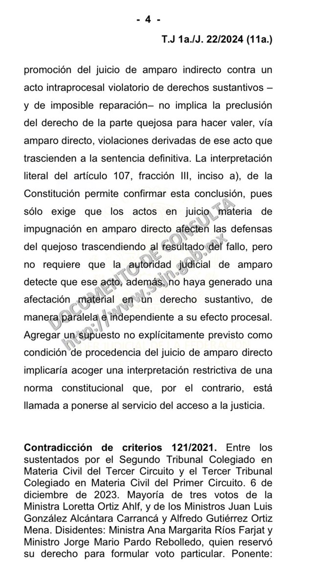 veroosornio's tweet photo. ¿precluye el derecho de la parte quejosa para plantear conceptos de violación en amparo directo, dirigidos a combatir los efectos de un acto de imposible reparación que no fue impugnado? 

🚫NO🚫

Aquí las razones 
CC 121/2021

Aquí todo sobre el #juiciodeamparo https://t.co/jw4kJKqWbB