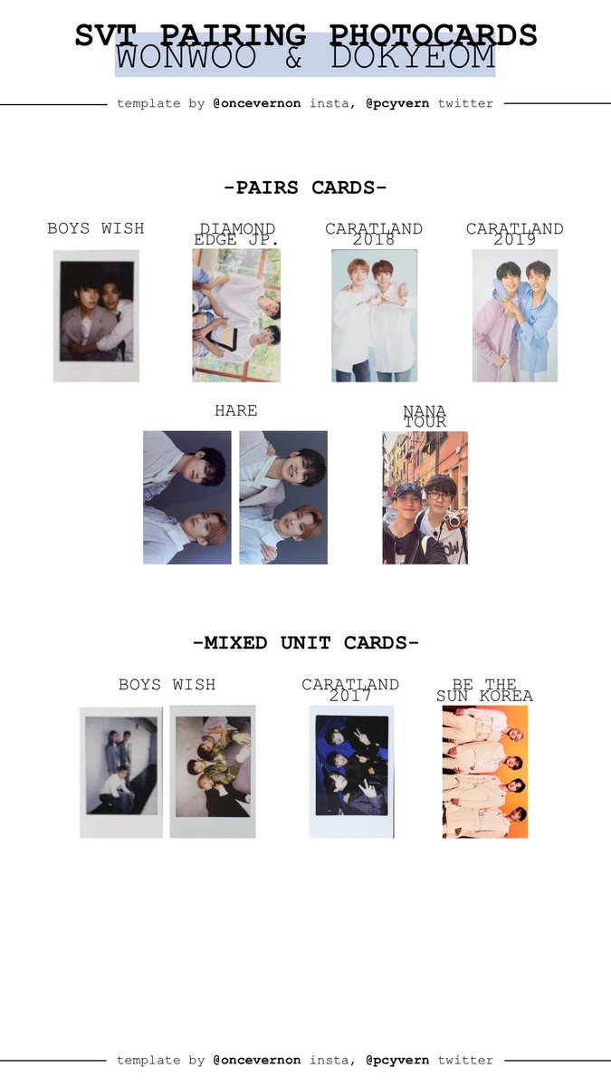 and the seventeen individual pairing otp templates have had the nana tour  pair photocards added to them too! all 78 svt pairings are available on the google  drive here: https://t.co/MbHKzY1JRg and everyone