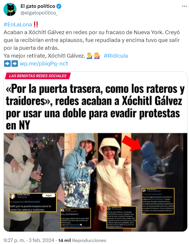 RuanoFaxas's tweet photo. Migrantes de #USA casi linchan a #Xóchitl Gálvez #BotargaBrutaYCogupta. Algunos políticos, empresarios, líderes religiosos de #México no viajan a #EEUU y otros países porque LOS ESTÁN CAZANDO, como: #GarcíaLuna #Cienfuegos, Tomás #Zerón, Xavier Desiderio #Autrey Maza.
#CORRUPCIÓN https://t.co/y8R7EZYgbe