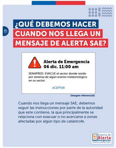 Recuerda que en caso de emergencia podrías recibir mensajes del Sistema de Alerta de Emergencia (SAE). Revisa cómo funcionan aquí 👇