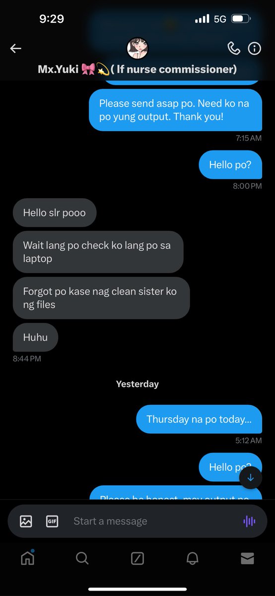 angelaa_100's tweet photo. Uso ba ngayon na mag accept ng task pero walang output? Last Sunday due yung output btw and she didnt give my refund back. Mag rereply siya pero mawawala din after. Just a heads up lang po incase mapili niyo po siya para sa commission niyo.
@Yukicommsss 
lf commissioner lf client https://t.co/8ZdmQcE59p