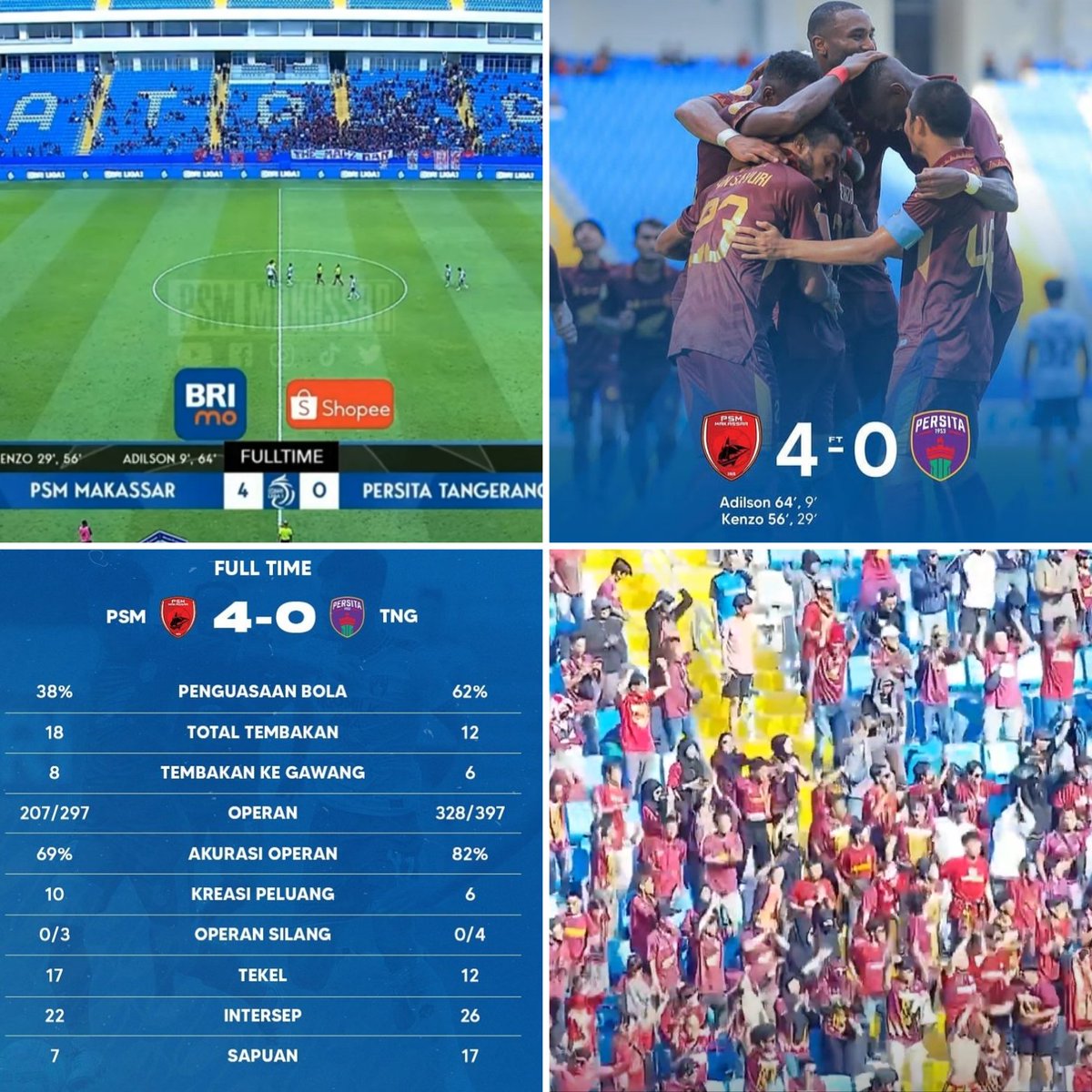 1st time we play in Batakan stadium. The supporters had make a fantastic atmosphere. Thank you! Our team created many opportunities of goal and make a good game. We win together,  we lose together. 
Stay humble! #ewako #ewakopsm 
#psmmakassar