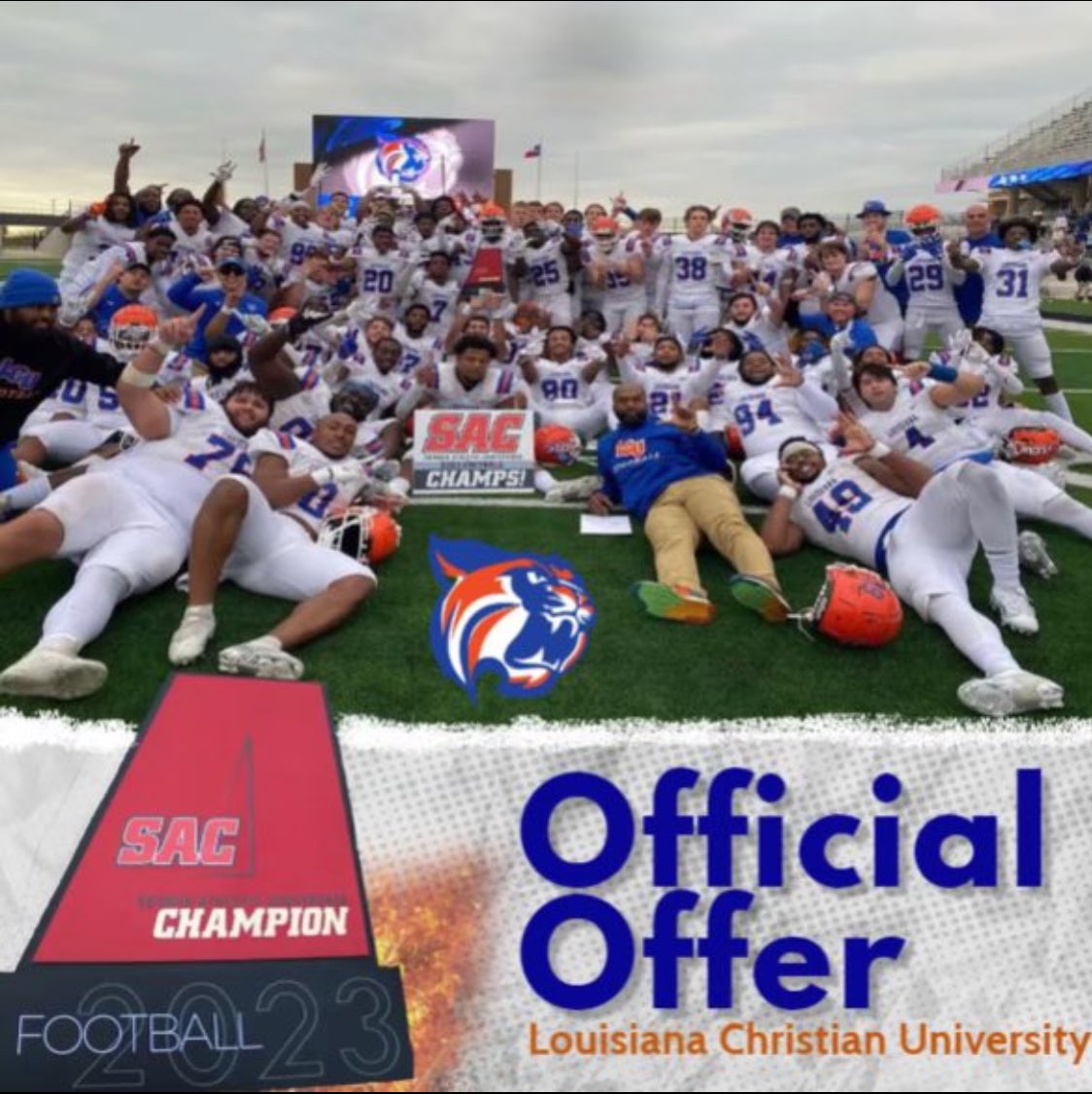 Dartavin5x's tweet photo. #AGTG blessed &amp; honored to receive a full scholarship to LCU and i’m proud to say i’m 100% committed💙🧡 #home 🏡 Let’s get it @drewmaddox8 @ShockGizzle @RecruitLouisian @holdUP23 @LCU_ftball @__iamsanny https://t.co/P4o1C6lGdY