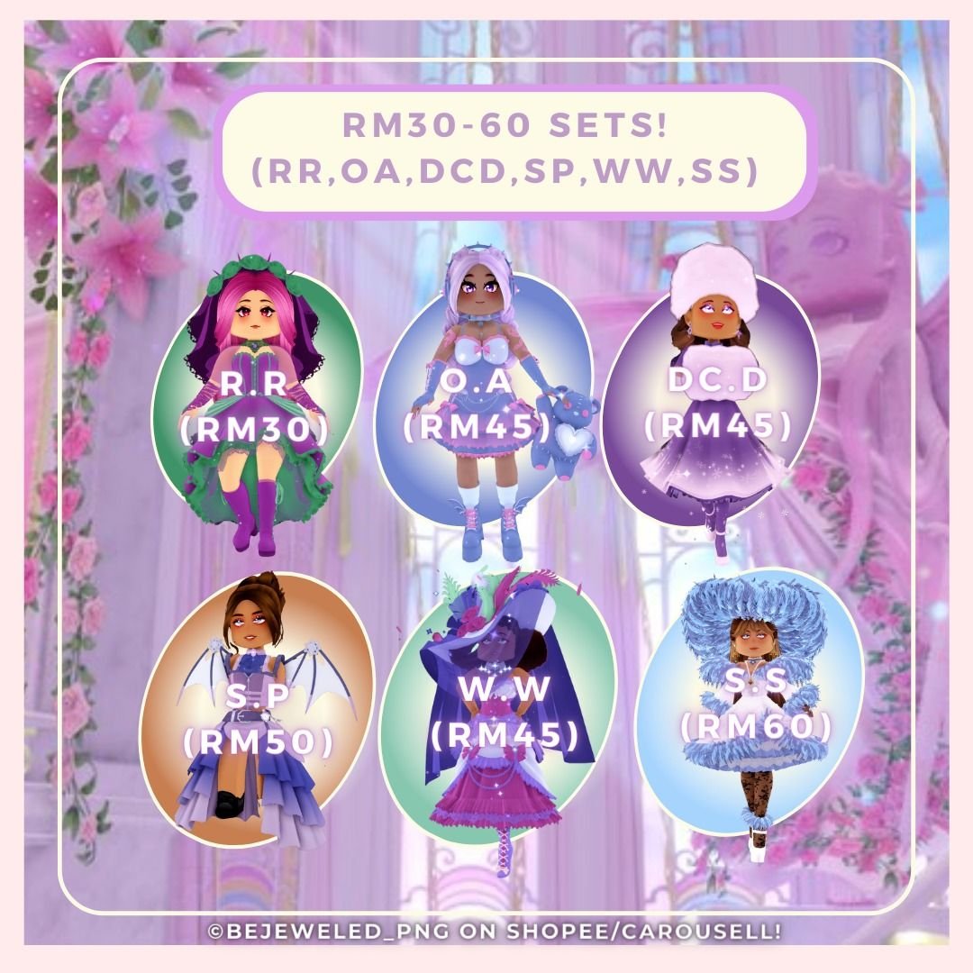 TRADING ROYALEHIGH SETS FOR RM/MALAYSIA RINGGIT 🇲🇾 :
- selling sets via tng/duitnow,shopeepay
- pls send me a dm if youd like to purchase!
🗝️: #rh #royalehigh #rhdiamonds #royalehighdiamonds #RoyaleHighHalo #royalehighgiveaway #rhgiveaway #royalehighgw #royalehighoffer