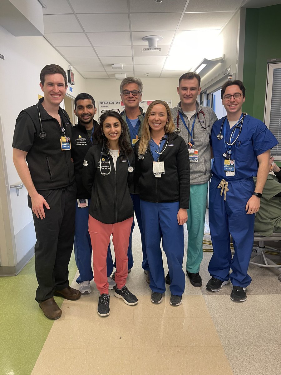 Lucky to round in the CCU with the best team of young, talented Docs. @HopkinsMedicine @hopkinsheart @OslerResidency