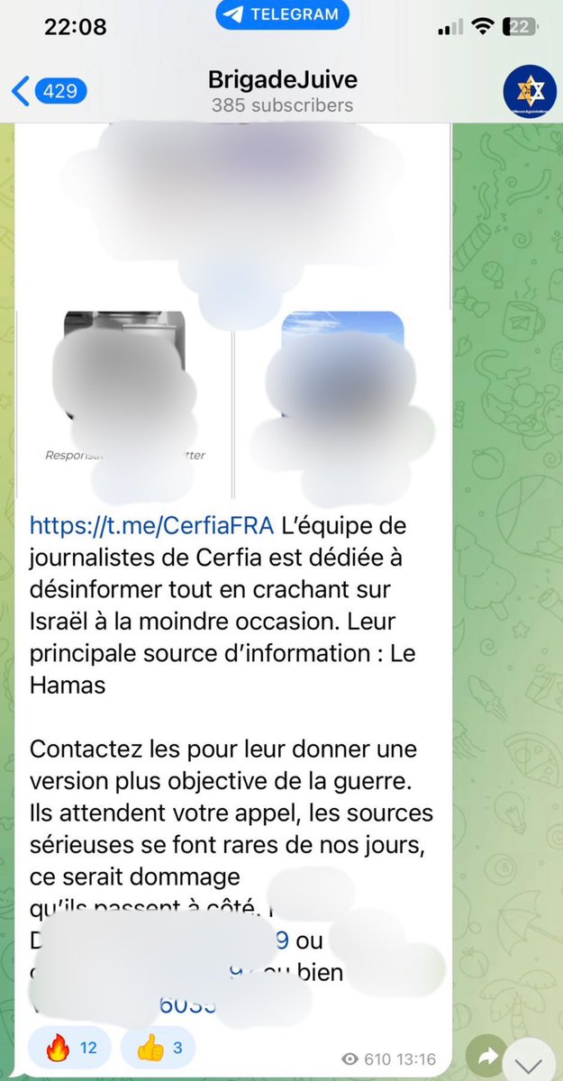 CerfiaFR's tweet photo. 🟠 Bonjour à tous.

Plusieurs membres de l’équipe Cerfia, qui a couvert les événements tragiques survenus au Moyen-Orient, ont été harcelés du matin au soir pendant plusieurs semaines par des numéros français, mais plus particulièrement des numéros israéliens. Cela a commencé en messages privés sur notre compte X/Twitter et cela s'est terminé en appels sur nos numéros personnels, avec des coups de fil à 8 heures du matin se faisant passer par la préfecture de Police de Paris, nous demandant de nous rendre au commissariat pour apologie du terrorisme suite à nos publications avant 20 heures, sinon la police venait nous chercher chez nous.

Des photos du domicile, des parents et grands-parents de l'un de nos membres lui ont été envoyées pour que l’on arrête de relayer l'actualité du Moyen-Orient. Ces harceleurs sont allés jusqu'à envoyer des pizzas au domicile de l'un de nos membres pour l'intimider.

Nos coordonnées, ainsi que des photos de nous et de nos membres de familles, ont circulé dans plusieurs groupes sur WhatsApp, Telegram, Instagram, X/Twitter, etc.

Une plainte a été déposée et une enquête est en cours.

Cerfia continuera de relayer l'actualité quoi qu'il arrive.

Un grand merci à vous tous d'être présents depuis le tout début ! 🧡