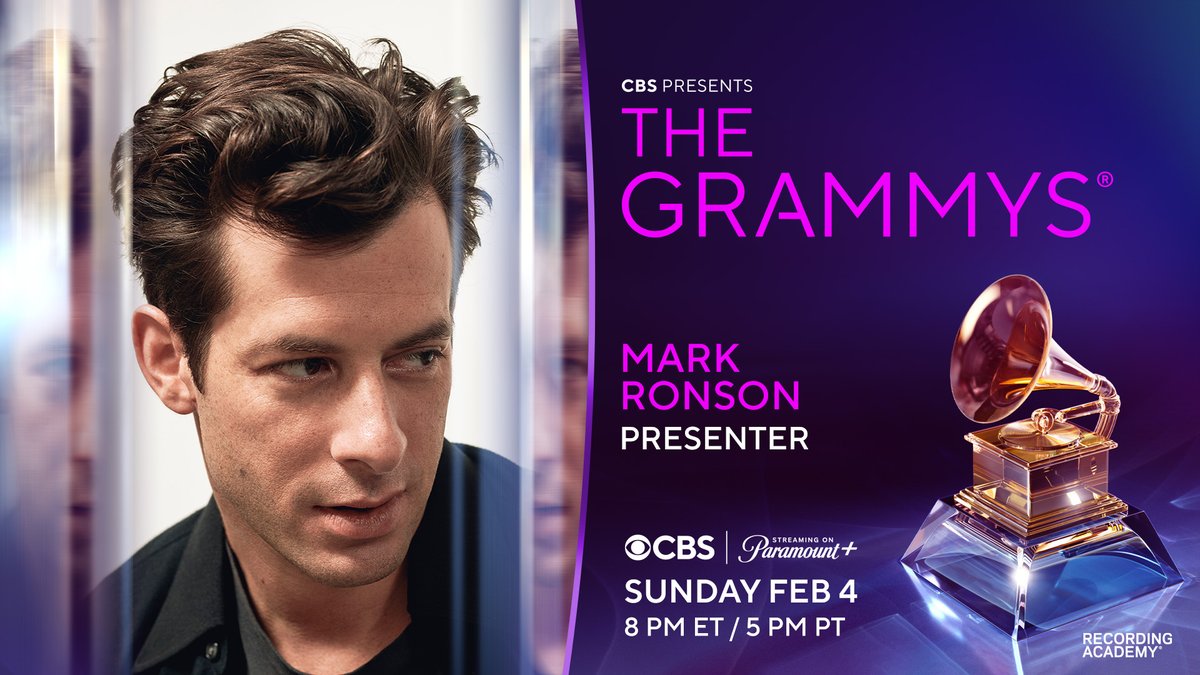 Catch @MarkRonson presenting at the 66th #GRAMMYs Awards! 🎵 Tune in live on @CBS and @paramountplus TONIGHT! 💛 See the 66th GRAMMYs Presenters: grm.my/3uhj1X1