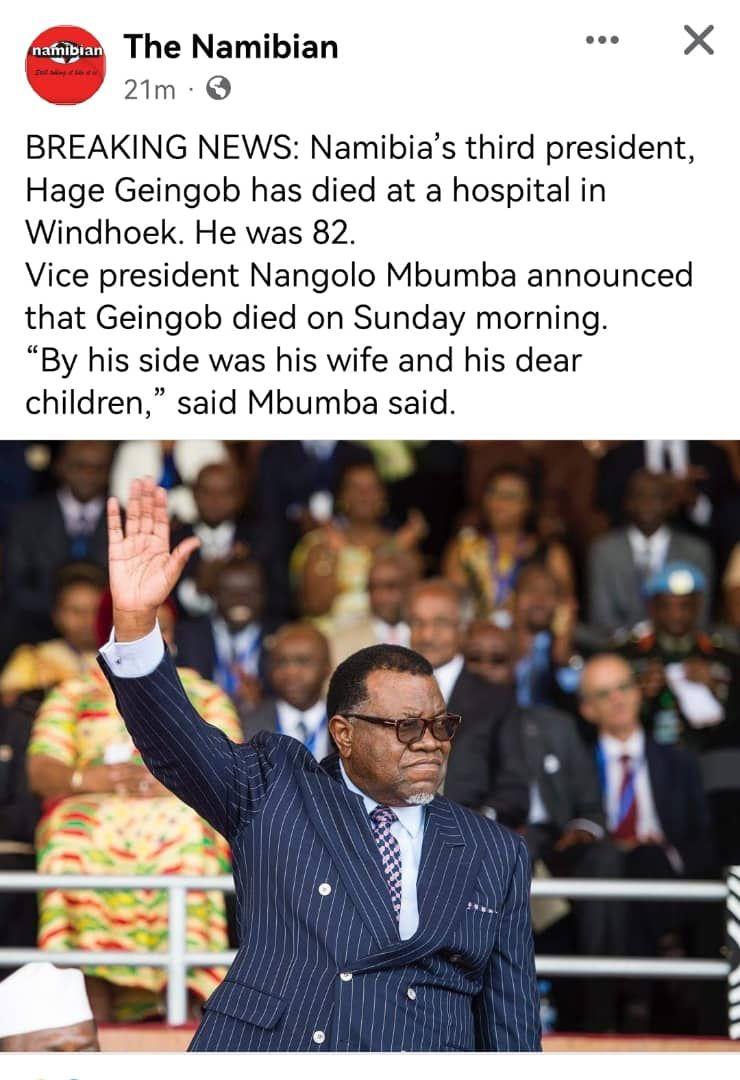 @OMasaraure MHSRIP. Namibia has been a good example of how power moved seamlessly from Sam Nujoma to Pohamba then to the late Geingob. Unlike in zim wer leaders go abroad for basic medical care this man was in a Namibian hospital. He desired infrastructure development for his Nation.