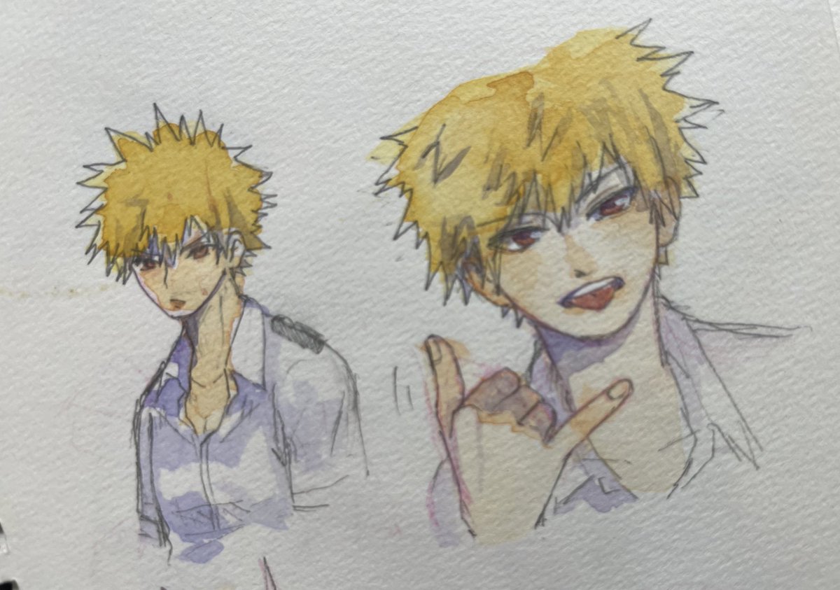 found some watercolor kacchan in my sketchbook lol